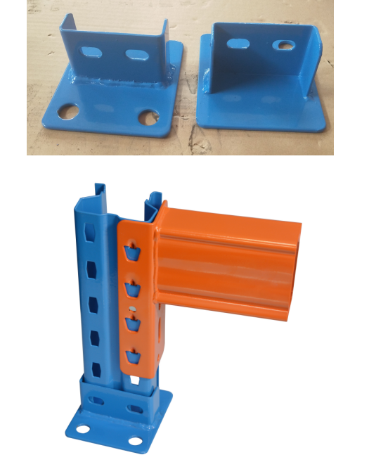 Metal base plat for warehouse racking