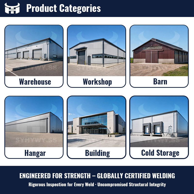 Prefabricated Steel Factory Workshop Building Warehouse With Optional Office Mezzanine And Crane Beam