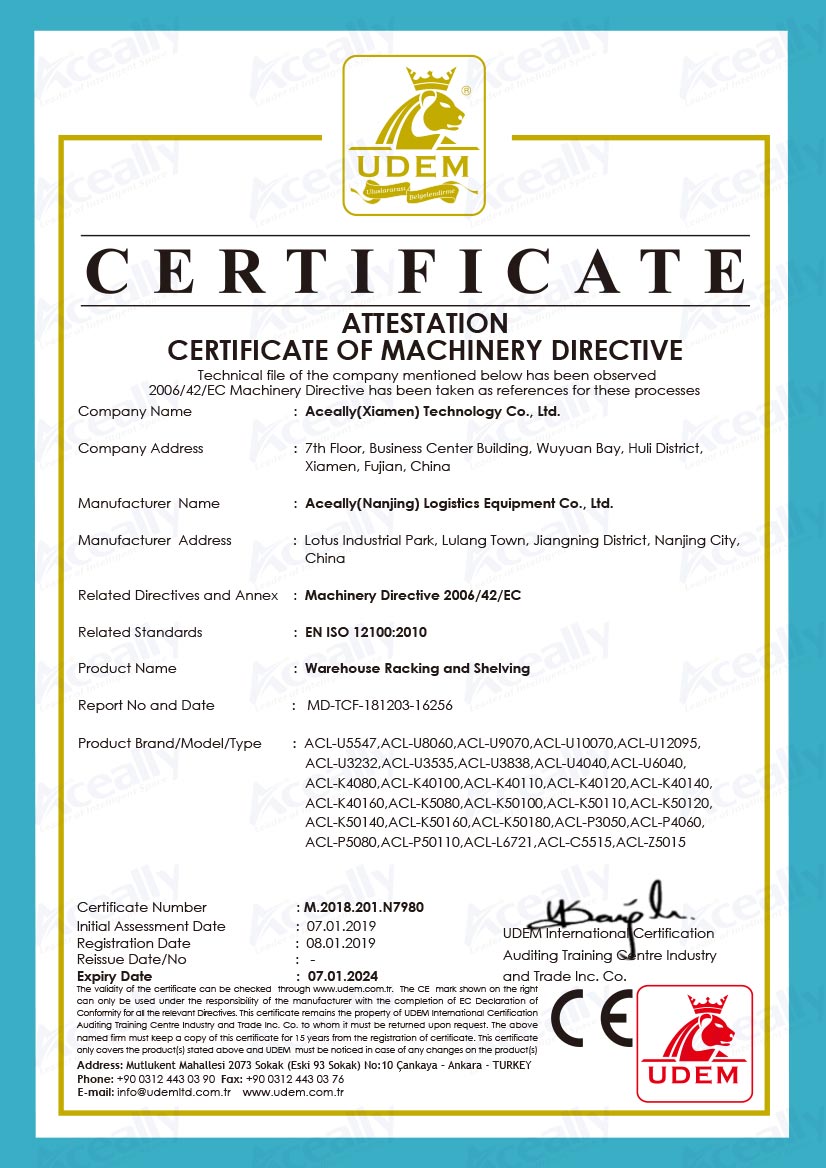 CE Certificate for Warehouse Rack