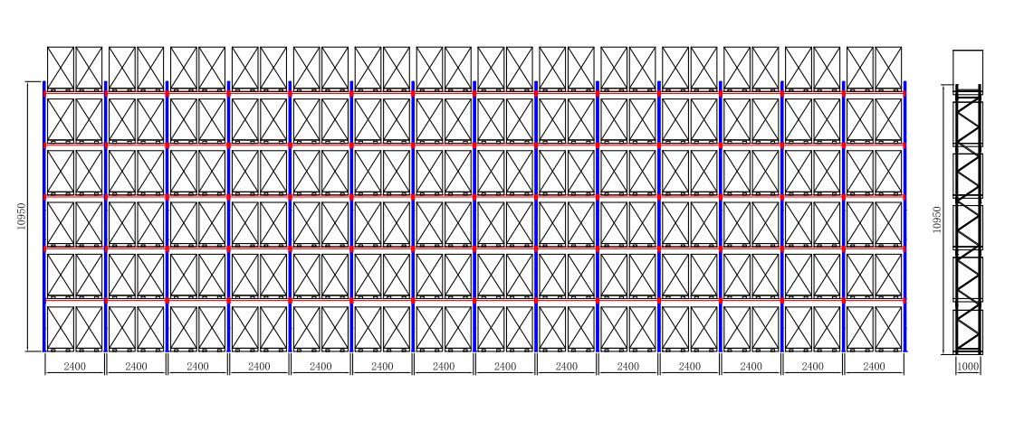 Warehouse pallet racking system space utilization