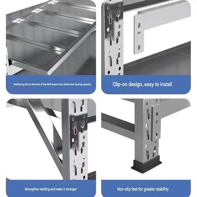 Commercial Duty 4 Tier Stainless SteelShelving Rack Storage Capacity Storage Racks