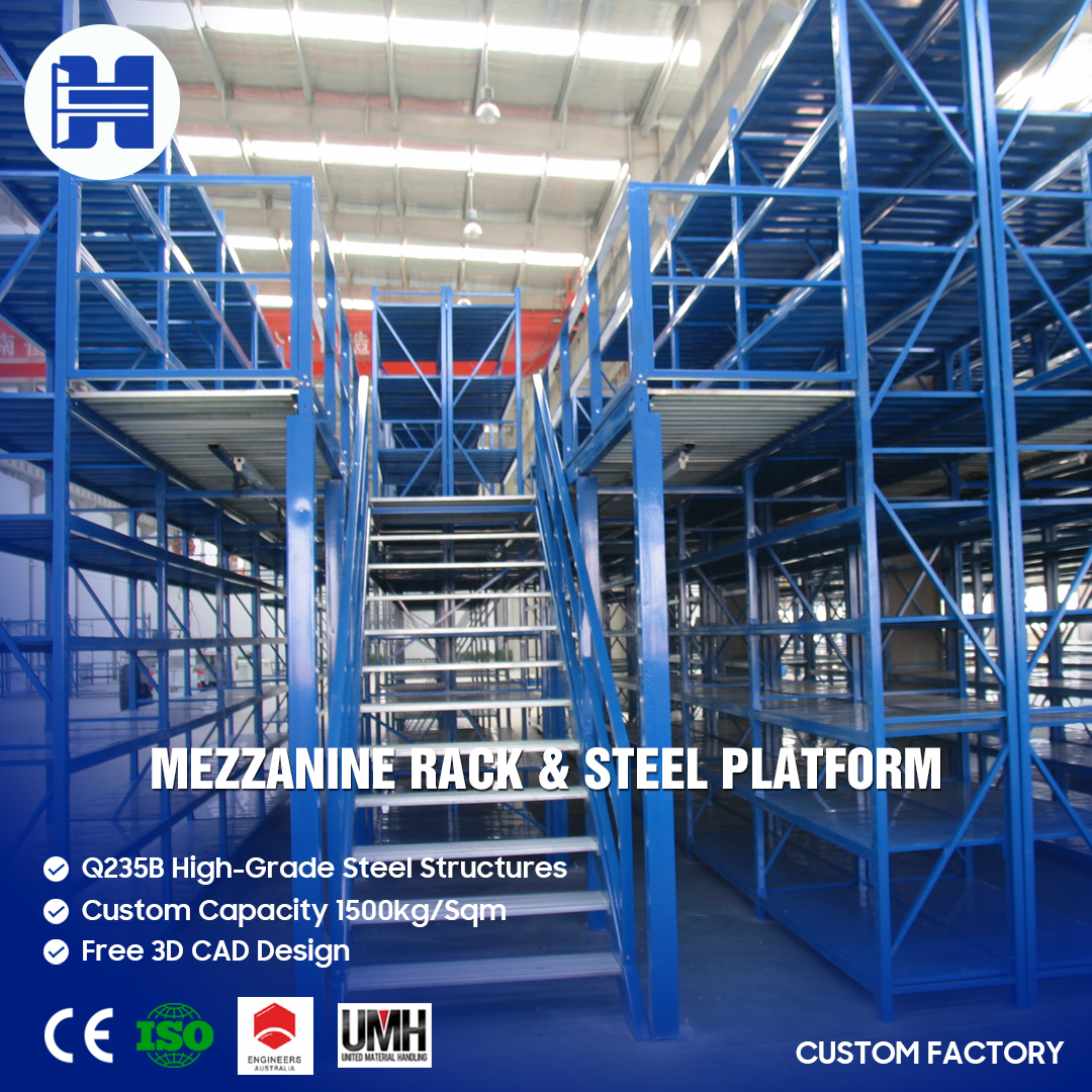 Q235 Steel Industrial Loft Design Mezzanine Racking System For Industrial Factory High Quality Supply Fast Delivery