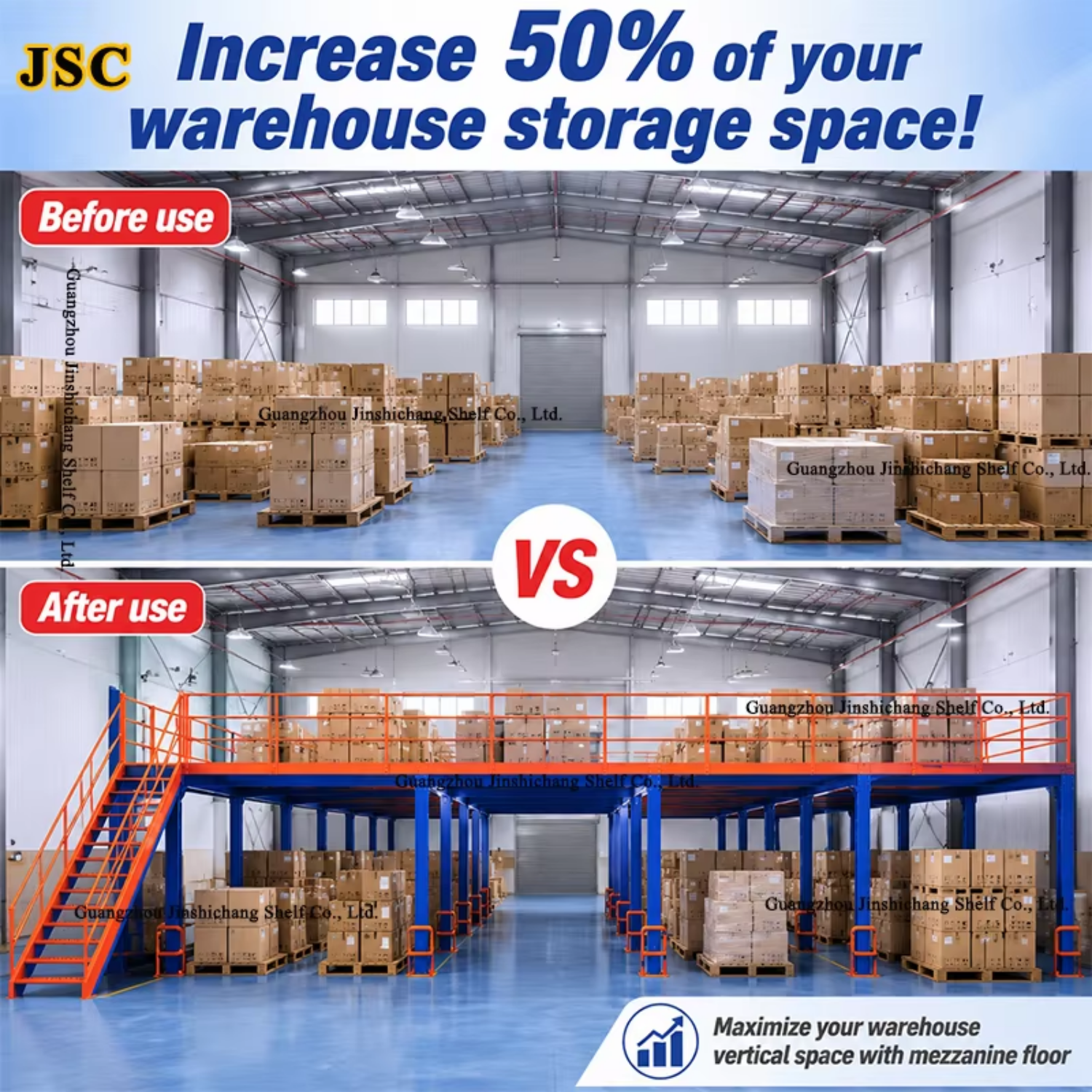 Industrial Steel Platform Mezzanine Floor with Stairs and Handrails for Warehouse Applications