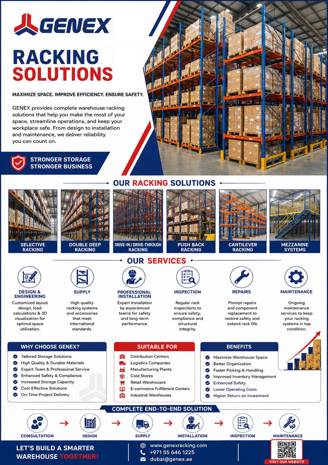 Engineered high-bay selective pallet racking installation in UAE
