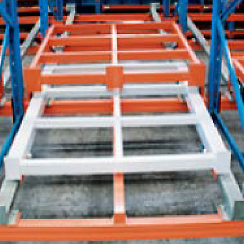 Durable Metal Push-back Pallet Rack with Powder Coating for Warehouse Storage