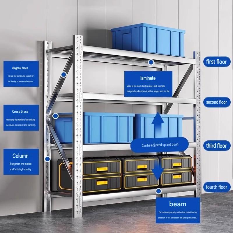 Commercial Duty 4 Tier Stainless SteelShelving Rack Storage Capacity Storage Racks