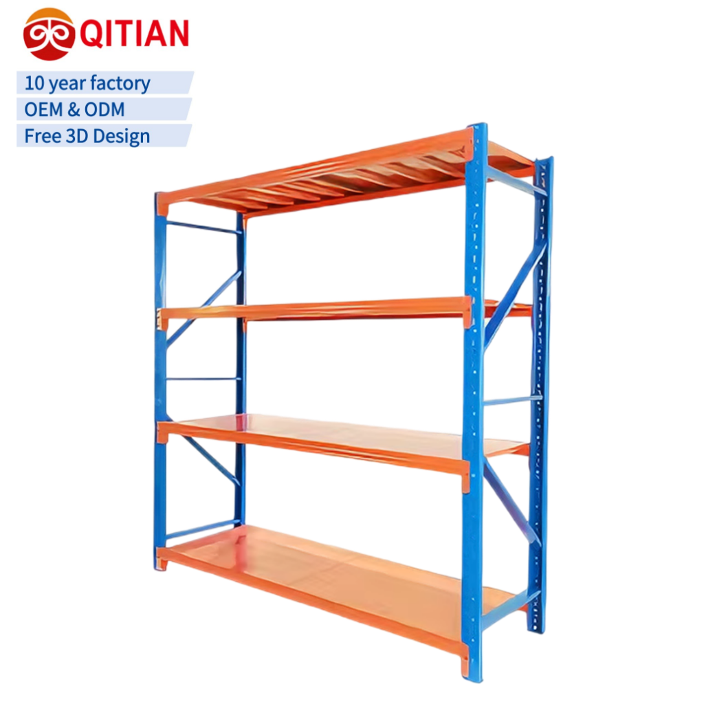 Custom Shelves 200kg 4-Tier Load Capacity Anti-Rust Boltless Steel Industrial Warehouse Storage Rack