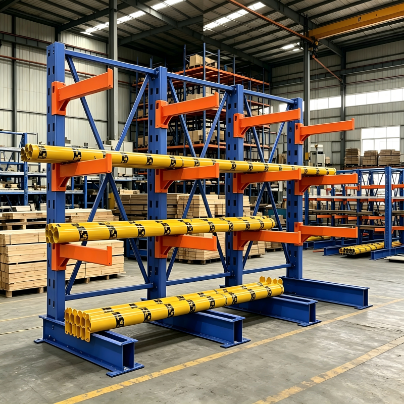 Steel Cantilever Rack Diagonal Bracing Reinforcement Heavy Duty Corrosion Protection Powder Coated Finish Warehouse Storage