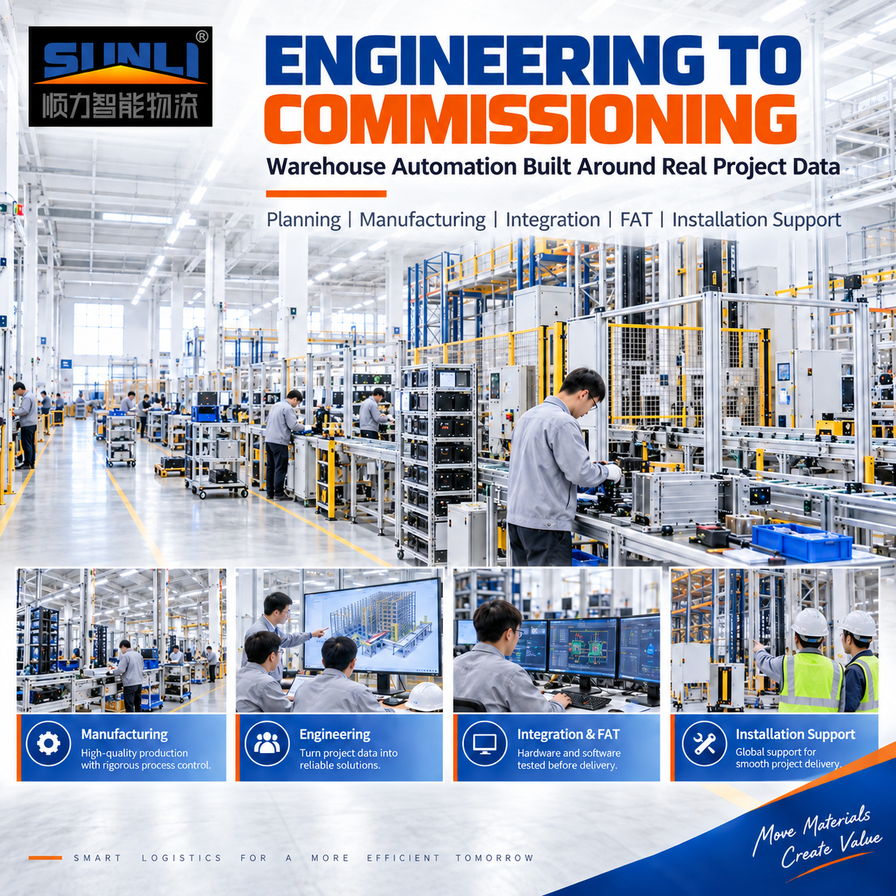 SUNLI Pallet AS/RS Smart Warehouse Automated Storage And Retrieval System With WMS/WCS Stacker Crane Racking Steel Shuttle Rack