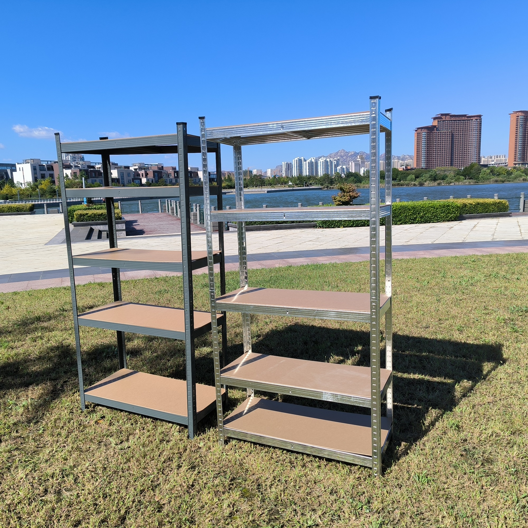 Good Quality Store Black / Silver Racking Storage Shelf Pallet Shelving Warehouse Rack System Metal 5 Layers Steel Shelving
