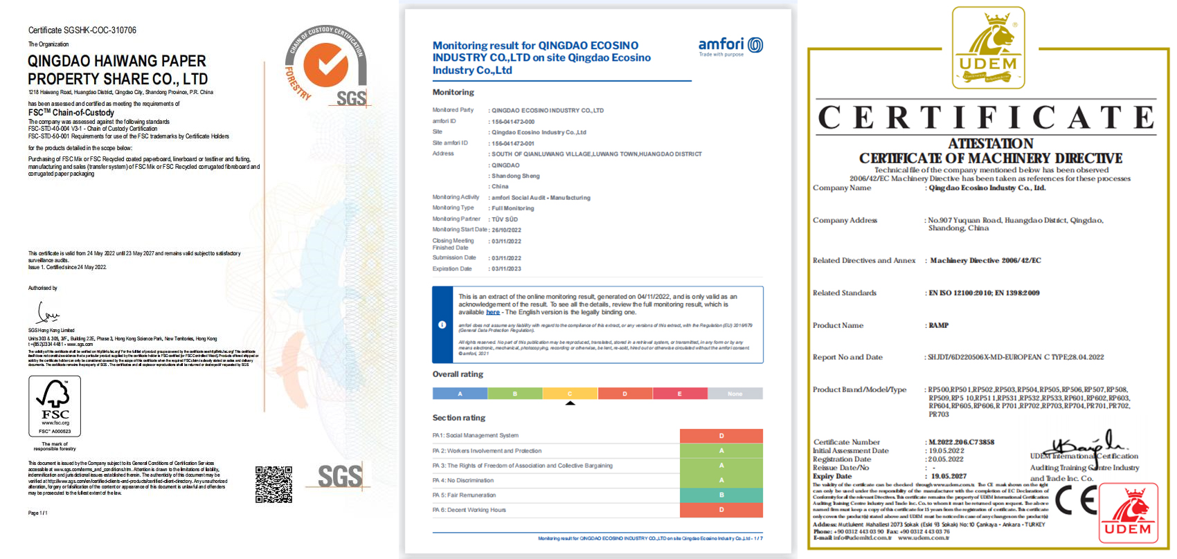 Official Certification Documents