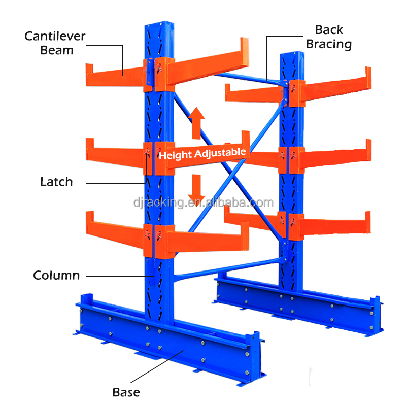 DJ Heavy-Duty 5-Layer Steel Shelf Corrosion-Protected Cantilever Rack for Warehouse Storage