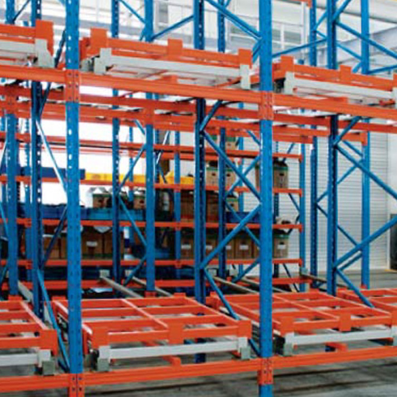 Durable Metal Push-back Pallet Rack with Powder Coating for Warehouse Storage