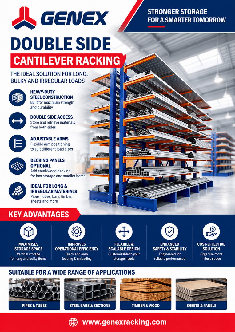 Heavy duty cantilever racking columns and load-bearing arms