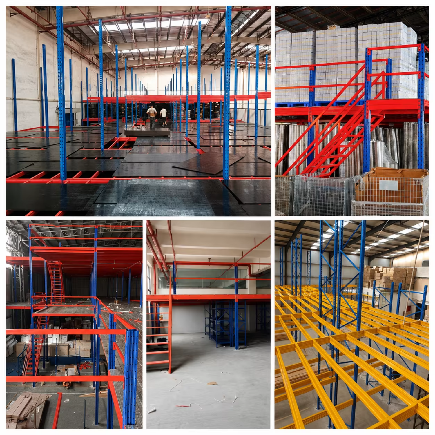 Industrial Steel Platform Mezzanine Floor with Stairs and Handrails for Warehouse Applications