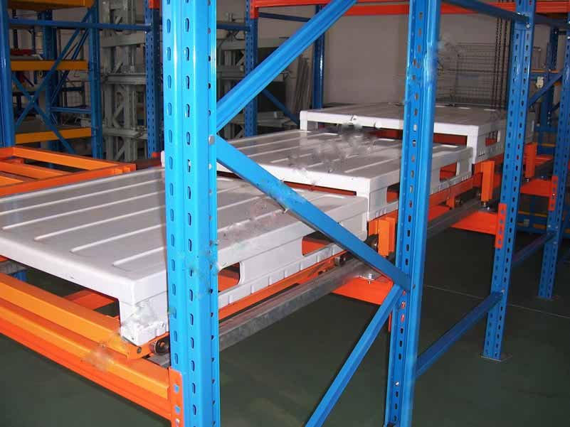 Custom Storage System Stacking Racks Shelves Warehouse Rack Push Back Pallet Racking With Guide Rail