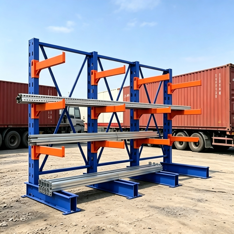 Steel Cantilever Rack Diagonal Bracing Reinforcement Heavy Duty Corrosion Protection Powder Coated Finish Warehouse Storage