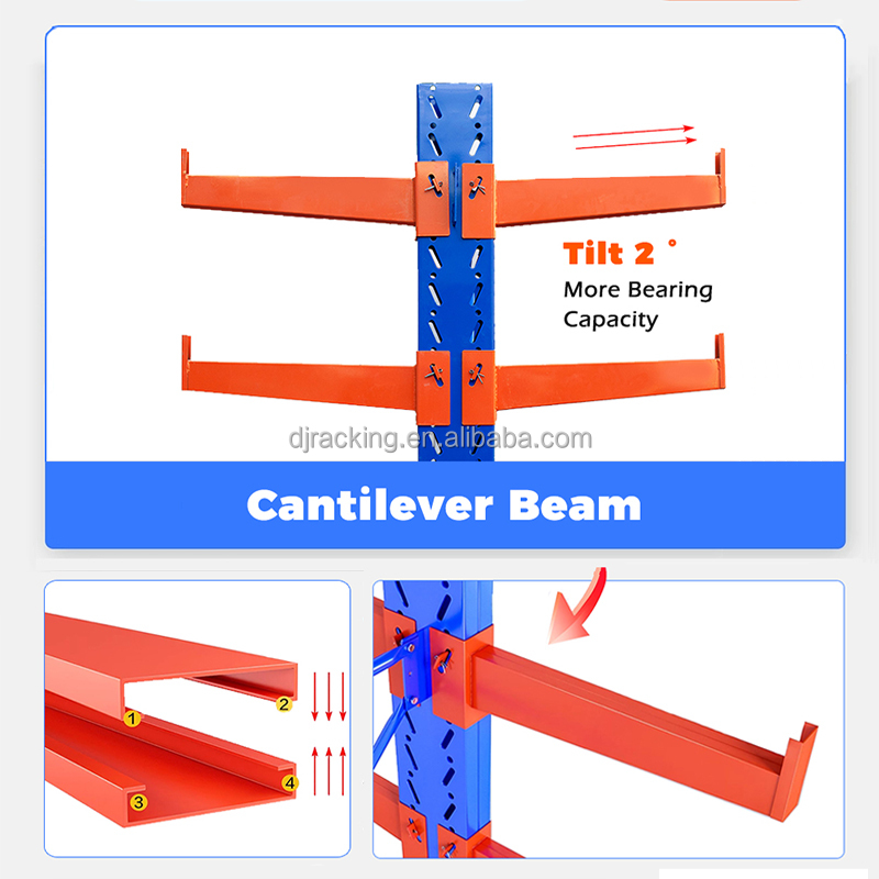 DJ Heavy-Duty 5-Layer Steel Shelf Corrosion-Protected Cantilever Rack for Warehouse Storage