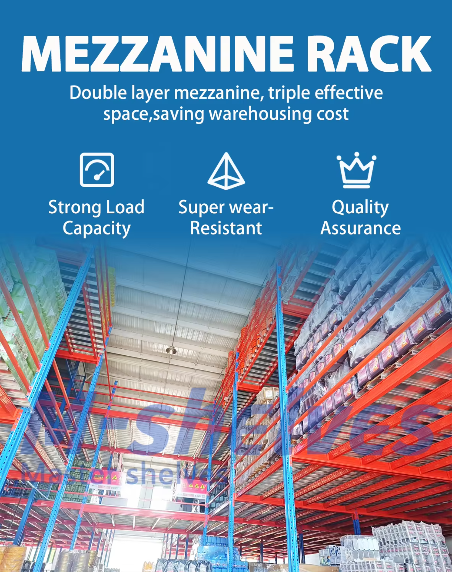 Heavy Duty Warehouse Mezzanine Platform Shelving Steel Structure Second-floor Racking System Customized Galvanized Panels
