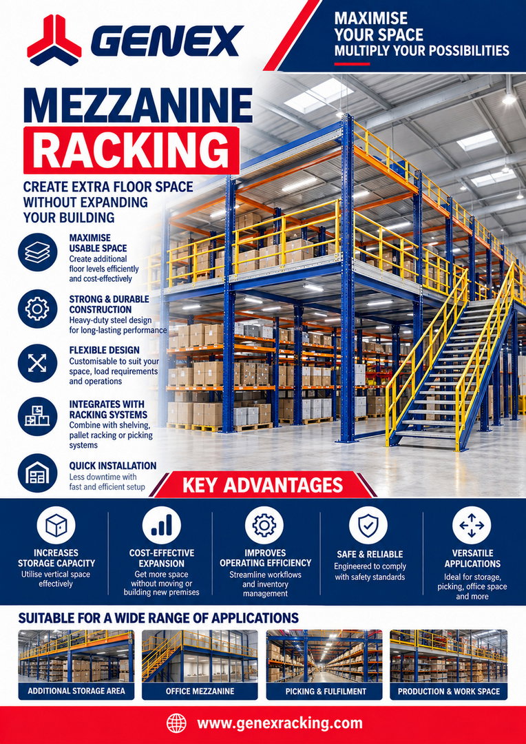Heavy duty multi-tier warehouse mezzanine floor installation